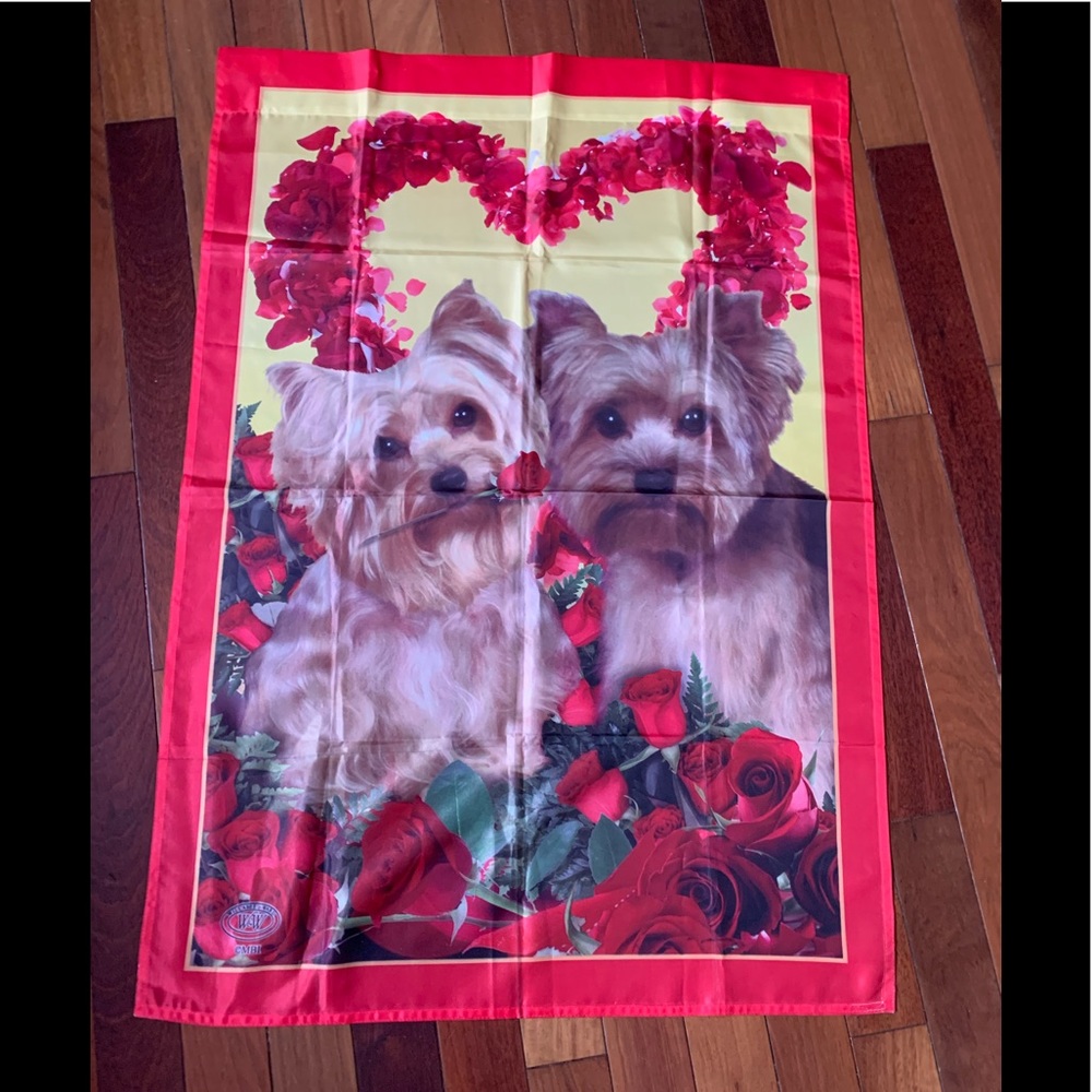 Valentines Yorkie outdoor flag